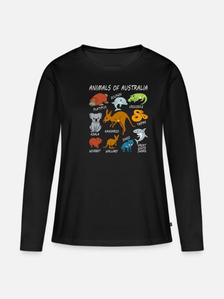 Animals Of Australia - Frauen Premium Bio Langarmshirt - Schwarz