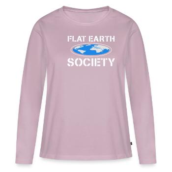 Flat Earth Society - T-shirt manches longues Premium bio Femme - rose poudré - Devant - Julia (174cm)