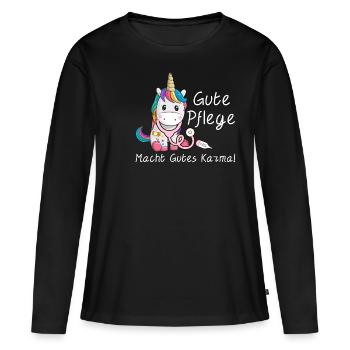 Krankenschwester Pflegekräfte Pflegerin Altenpfleg - Frauen Premium Bio Langarmshirt - Schwarz - Vorne - Julia (174cm)