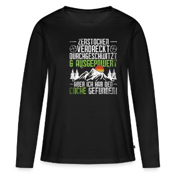 Geocache Geocaching - Frauen Premium Bio Langarmshirt - Schwarz - Vorne - Julia (174cm)