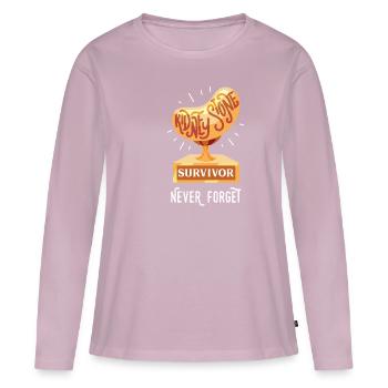 Organe de greffe de rein de survivant de calculs rénaux - T-shirt manches longues Premium bio Femme - rose poudré - Devant - Julia (174cm)