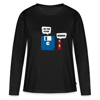 Clé USB drôle de disquette - Je suis ton père - T-shirt manches longues Premium bio Femme - noir - Devant - Julia (174cm)