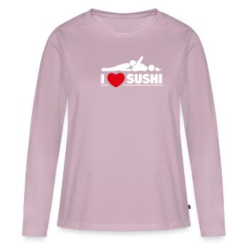 J'adore Sushi Sexy Kinky - T-shirt manches longues Premium bio Femme - rose poudré - Devant - Julia (174cm)