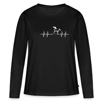 Herzschlag Pferd - Frauen Premium Bio Langarmshirt - Schwarz - Vorne - Julia (174cm)
