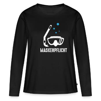 Masque obligatoire Masque de plongée Lunettes de plongée drôles - T-shirt manches longues Premium bio Femme - noir - Devant - Julia (174cm)