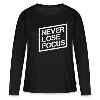 Motivation disant - T-shirt manches longues Premium bio Femme - noir - Devant - Julia (174cm)