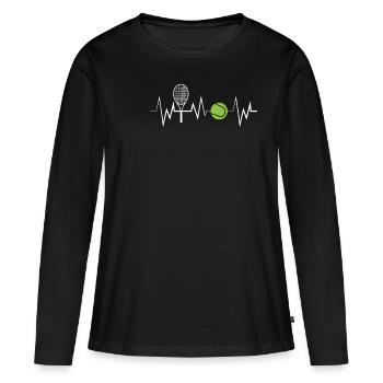 Fréquence de tennis - T-shirt manches longues Premium bio Femme - noir - Devant - Julia (174cm)