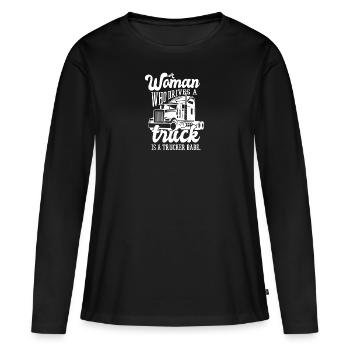 Camionneur babe chauffeur de camion - T-shirt manches longues Premium bio Femme - noir - Devant - Julia (174cm)