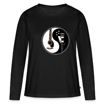 Ying Yang guitare e-guitare guitaristes & musiciens - T-shirt manches longues Premium bio Femme - noir - Devant - Julia (174cm)
