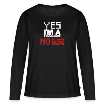 Oui Je suis un programmeur Informatique Informatique - T-shirt manches longues Premium bio Femme - noir - Devant - Julia (174cm)
