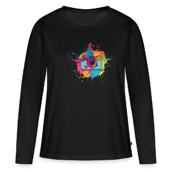 Photographie photo photographe coloré photo appareil photo - T-shirt manches longues Premium bio Femme - noir - Devant - Julia (174cm)