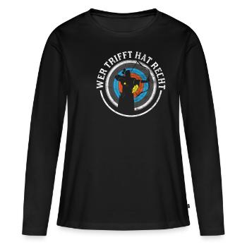 Bogenschiessen Bogenschütze Bogen Pfeil Langbogen - Frauen Premium Bio Langarmshirt - Schwarz - Vorne - Julia (174cm)