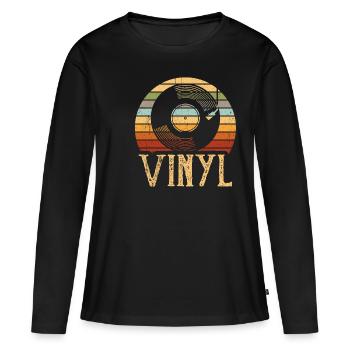 Vinyle vinyle phonographe cadeau - T-shirt manches longues Premium bio Femme - noir - Devant - Julia (174cm)
