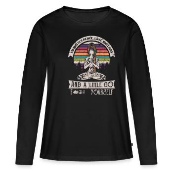 I’m Mostly Peace Love And Light Yoga Tattooed - T-shirt manches longues Premium bio Femme - noir - Devant - Julia (174cm)