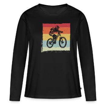 MTB Downhill - T-shirt manches longues Premium bio Femme - noir - Devant - Julia (174cm)