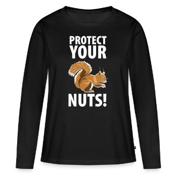 Squirrel Eichhörnchen Dieb Tierpfleger - Frauen Premium Bio Langarmshirt - Schwarz - Vorne - Julia (174cm)
