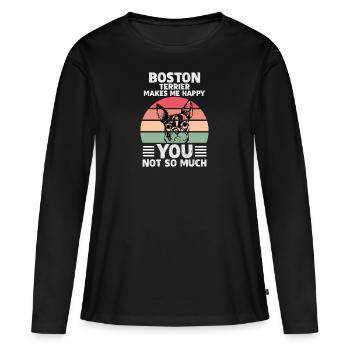 Boston Terrier, Boston Terrier amis des animaux, Boston - T-shirt manches longues Premium bio Femme - noir - Devant - Julia (174cm)