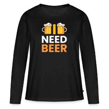 Brauche Bier Bierzelt Biergarten Bierbrauer Malle - Frauen Premium Bio Langarmshirt - Schwarz - Vorne - Julia (174cm)