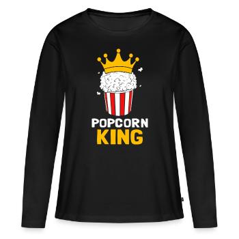 Popcorn Roi - T-shirt manches longues Premium bio Femme - noir - Devant - Julia (174cm)