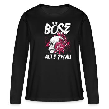 BÖSE ALTE FRAU - Frauen Premium Bio Langarmshirt - Schwarz - Vorne - Julia (174cm)
