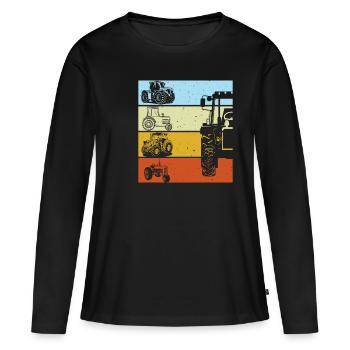 Traktor Retro Traktor Vintage Traktor Geschenk - Frauen Premium Bio Langarmshirt - Schwarz - Vorne - Julia (174cm)