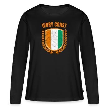 Côte d’Ivoire - T-shirt manches longues Premium bio Femme - noir - Devant - Julia (174cm)