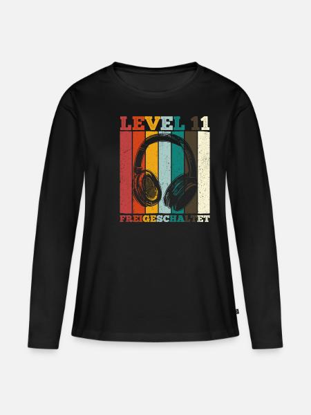 11.Geburtstag Jungen Video Gamer Level 11 freigesc - Frauen Premium Bio Langarmshirt - Schwarz