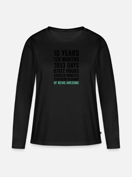 Geburtstag 10 Jahre großartig sein - Frauen Premium Bio Langarmshirt - Schwarz