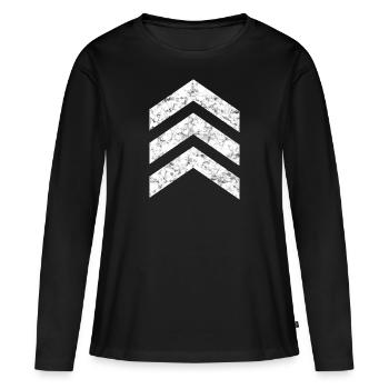 Flèche Plumes Armée Insigne Symbole - T-shirt manches longues Premium bio Femme - noir - Devant - Julia (174cm)