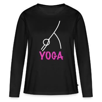 Exercice de yoga - T-shirt manches longues Premium bio Femme - noir - Devant - Julia (174cm)