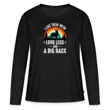 geweih hirsch reh jaeger berge huegel alpen wander - Frauen Premium Bio Langarmshirt - Schwarz - Vorne - Julia (174cm)