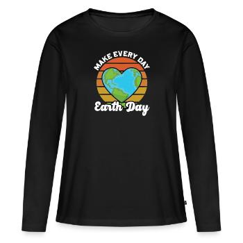 Tag der Erde Klimawandel Naturschutz Planet Retten - Frauen Premium Bio Langarmshirt - Schwarz - Vorne - Julia (174cm)
