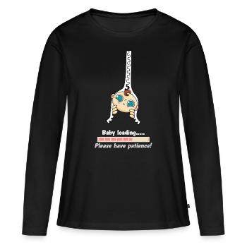 Baby Schwangerschaft Loading Schwanger Babybauch - Frauen Premium Bio Langarmshirt - Schwarz - Vorne - Julia (174cm)