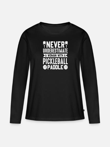 Women Pickleball Saying Crazy Pickleball Lady - Women's Premium Organic Long Sleeve Shirt - black