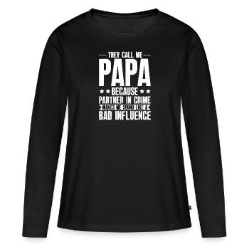 Dad Bad Influence - Cadeau du père - T-shirt manches longues Premium bio Femme - noir - Devant - Julia (174cm)