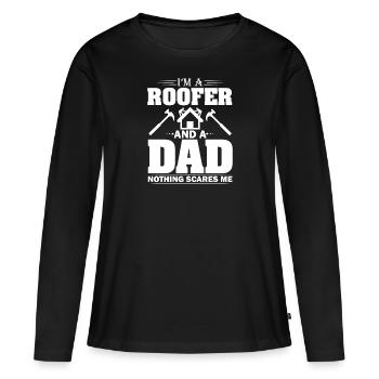 Papa Couvreur Père Toiture Artisanat Toiture Toiture - T-shirt manches longues Premium bio Femme - noir - Devant - Julia (174cm)