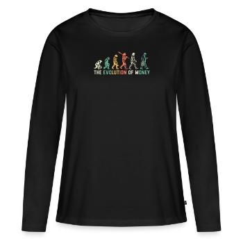 Bitcoin Plan B BTC Satoshi Crypto Hodl Maximaliste - T-shirt manches longues Premium bio Femme - noir - Devant - Julia (174cm)
