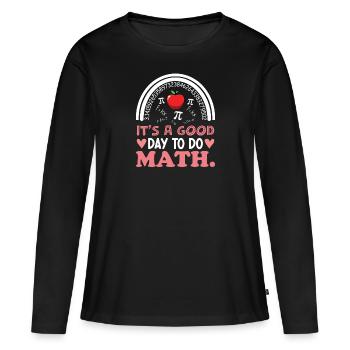 Math Mathématiques Mathématicien École Nerd Cadeau - T-shirt manches longues Premium bio Femme - noir - Devant - Julia (174cm)