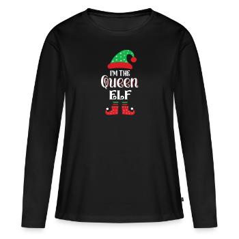 Elfe de Noël - T-shirt manches longues Premium bio Femme - noir - Devant - Julia (174cm)