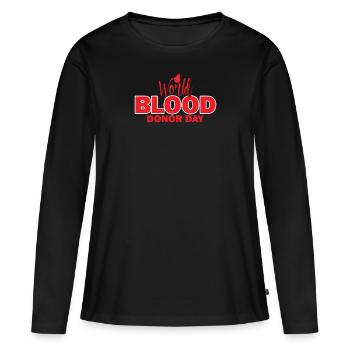 Don de sang Donneurs de sang Donneurs de sang - T-shirt manches longues Premium bio Femme - noir - Devant - Julia (174cm)