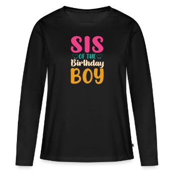 Sœur Anniversaire Garçon Célébration Garçon - T-shirt manches longues Premium bio Femme - noir - Devant - Julia (174cm)