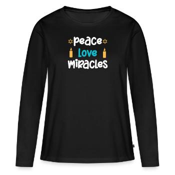 Joyeux Hanoukka Judaïsme Juifs Juifs yev Hanukah - T-shirt manches longues Premium bio Femme - noir - Devant - Julia (174cm)