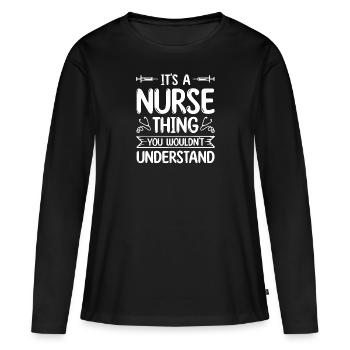 Adjoint au médecin Adjoint Au bureau du médecin - T-shirt manches longues Premium bio Femme - noir - Devant - Julia (174cm)