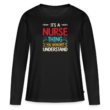 Adjoint au médecin Adjoint Au bureau du médecin - T-shirt manches longues Premium bio Femme - noir - Devant - Julia (174cm)