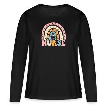 Adjoint au médecin Adjoint Au bureau du médecin - T-shirt manches longues Premium bio Femme - noir - Devant - Julia (174cm)