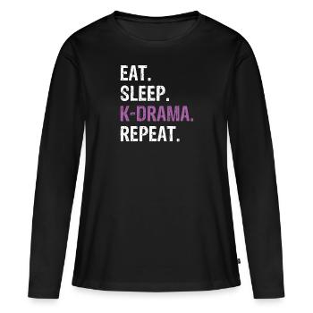 K-Drama Kdrama Korea Südkorea Seoul K-Drama - Frauen Premium Bio Langarmshirt - Schwarz - Vorne - Julia (174cm)