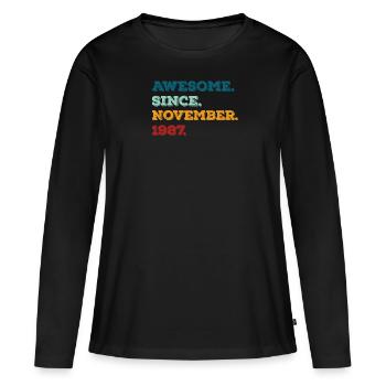 Birthday November 1987 Born Year of birth - Women's Premium Organic Long Sleeve Shirt - black - Front - Julia (174cm)