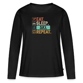 Skieurs Montagnes Descente Ski Sport Skis Ski Ski - T-shirt manches longues Premium bio Femme - noir - Devant - Julia (174cm)