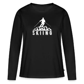 Skieurs Montagnes Descente Ski Sport Skis Ski Ski - T-shirt manches longues Premium bio Femme - noir - Devant - Julia (174cm)