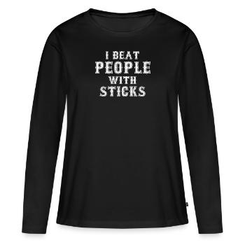 Lacrosse Spieler spielen Lacrosse Relax Lacrosse - Frauen Premium Bio Langarmshirt - Schwarz - Vorne - Julia (174cm)